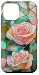 Coque pour iPhone 12 mini Coque Téléphone Roses Faux Vitrail Élégante