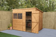 Forest Garden 8x6 Pent Shiplap Dipped Wooden Garden Shed