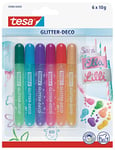 Tesa Glitter Déco Pack de 6 Styos Colles Paillettes Fluo Or/Argent/Rouge/Rose/Bleu/Vert