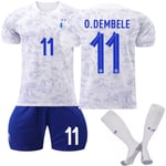 Qatar fotbolls-VM 2022 Frankrike O Dembele #11 tröja fotboll herr T-shirts Set Barn Ungdomar fotboll Tröjor Kids 26(140-150cm)