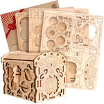 ESC WELT Secret Treasure Box en Bois Puzzle 3D - Boîte Cadeau Créative pour de l'argent, Bons, Cartes Cadeaux - Jeu de Boîte en Bois 3-en-1 - Boîte Cadeau pour Adolescents et Adultes - Puzzle en Bois