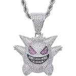 Gengar Lila Kubisk Zirkonia Hip Hop Hänge Halsband för Fans Klassisk Kollektion