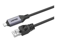 Unitek - Nätverkskabel - 24 Pin Usb-C (Hane) Till Rj-45 (Hane) - 1 M - Thunderbolt 3 / Thunderbolt 4 - Stöd För Gigabit Ethernet - Rymdgrå