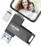 Cle Usb Pour Phone, Clé Usb 256 Go,Photo Stick,4 En 1 Clef Usb 3.0,Usb Stick Pour Ios/Smartphone/Pad/Pc(Mémoire Mobile,Sauvegarde Automatique Et Transfert Photos),Noir Clair