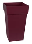 EDA - Pot de Fleur Carré Haut Toscane - Volume 62 L - 39 x 39 x H.65 cm, Rouge Bourgogne