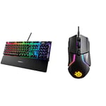 SteelSeries Apex 7 - Clavier de Gaming mécanique - Écran OLED Smart Display & Rival 600 - Souris de Jeu - Double capteur Optique TrueMove3+ - Distance de décollage de 0,05 - Système de Poids