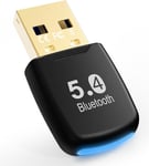 Dongle Bluetooth, 5.4 Clé Usb Bluetooth Pour Pc Faible Latence 20M Portée Plug Play Sous Windows 11/10/8.1/7, Edr Clé Usb Bluetooth Adaptateur Pour Pc Clavier Souris Casque Manette De Jeu