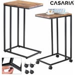 Casaria - Table d'appoint bout de canapé avec roulettes Cadre en métal Desserte de lit Support ordinateur portable Noir