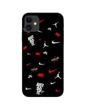 Coque Iphone 12 Mini Nike Jordan Blanc Rouge Fond Noir