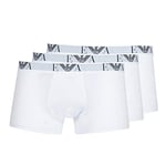 Emporio Armani Men's Basic-Essential Monogram 3-Pack Trunk Boxer Shorts, White/White/White, XL (Pack of 3)