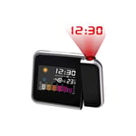 Projection Réveil numérique LED avec LCD Heure Température Date Chargement USB Chambre Bureau Cuisine Noir MNS