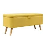 Banquette & Coffre en Tissu "Olean" 111cm Jaune