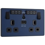 BG Evolve Double Switched Socket Wifi Extender USB A Matt Blue - PCDDB22UWRB