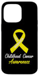 Coque pour iPhone 14 Pro Max Ruban jaune « I AM A Warrior Childhood Cancer Awareness »