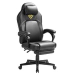 SONGMICS HOME Fauteuil Gaming, Chaise de Bureau Ergonomique avec Repose-Pieds, Chaise Gamer avec Appui-tête, PU, Hauteur Réglable, Noir d’Encre OBG072B01