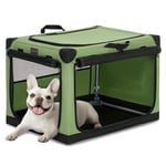 Petsfit Dog Car Carrier- Small Dog Travel Carrier Fabric Puppy Crate Collapsible Soft Sided Cat Cage,66 cm L x 49 cm W x 46 cm H Green