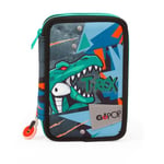 Giochi Preziosi Go Pop Trousse T-Rex avec 3 Fermetures éclair et 3 Compartiments, avec Crayons, Stylets, Crayons, Gomme, Ciseaux, règle et Taille-Crayon, Multicolore, Go Pop