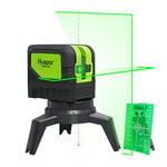 Huepar Niveau Laser Croix Vert avec 2 Points Laser, DIY Ligne Laser avec Fonction de Auto-nivellement et Inclinaison, Distance de Travail 15m, Support Magnétique et 2 Piles Incluse M-9211G