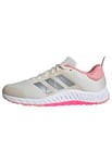 adidas Femme Everyset Trainer Shoes Chaussures de Sport et d'entraînement, Chalk White/Iron Metallic/Lucid Pink, 44 EU