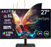 Écran Pc Gaming 27 Pouces 180Hz-2K Qhd 2560X1440 Ecran Pc Gamer 1Ms Ips 115% Srgb Eye Care,Compatible G-Sync,Freesync,Vesa Montable Avec Mural,Displayport1.4,Hdmi 2.0,Type-C