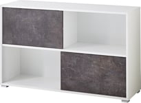 Étagère à Portes coulissantes 4152-261 GW-Altino, en Blanc/Basalto Sombre, avec Quatre Compartiments, 120 x 74 x 36 cm (l/h/p)