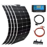 XINPUGUANG 400w Kit solaire 4pcs 100W 18v Panneaux solaires flexibles Kit de module mono Kit 40A Contrôleur solaire pour bateau, voiture, caravane, charge de batterie 12v (400)