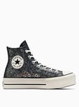 Converse Womens Shinefetti Chuck Taylor All Star Lift Trainers, Into The Void/Egret/Black, Size 3, Women