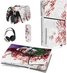 Autocollant Pour Ps5 Slim Console Standard Sticker Skin Pour Ps5 Slim Disc Edition,Kit D'autocollants Accessoires Pour Ps5 Manette Pour Ps5 Télécommande&casque&station De Charge-Clown Hahaha