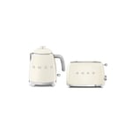 Pack  Bouilloire 0.8L 1400W + Grille-pain Toaster 2 Fentes 950W Crème SMEG