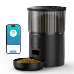 UIOOQ Distributeur Croquettes Chat Automatique WiFi, 4L, pour Chien avec Enregistrement 10S,Programme d'alimentation Personnalisé,10 Repas par Jour,Bouchon Rotatif,Noir