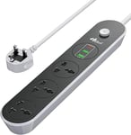 Hulker Extension Lead with USB slots 3 Way 3 USB Ports (1 Type C and 2 USB Ports) Extension Socket Universal Power Strips with 1.6 M Bold Extension cord 13A 3250W