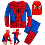 Barn Pojkar Spiderman Cosplay Kostym Mask Superhjälte Fancy Dress Party Outfits -ge S(3-4 Years)