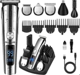 Tondeuse Cheveux et Barbe Professionnelle Homme sans Fils, Tondeuse Cheveux Rechargeable Etanche avec 6 Tête de Rasage et 5 Sabots