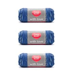 Red Heart with Love Deep Blues Yarn - 3 Pack of 141g/5oz - Acrylic - 4 Medium (Worsted) - 370 Yards - Knitting/Crochet