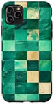 Coque pour iPhone 11 Pro Max Green Art Deco Coque de téléphone motif damier plage et océan coucher de soleil