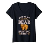 Womens Bear Hunting Funny Wildlife Animals Hunt V-Neck T-Shirt