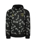 Nike Childrens Unisex Paris Saint-Germain Lng Sleve Black Pullover Kids Printed Hoodie DC8925 010 Cotton - Size Large