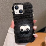 Fluffy Backshell til iPhone 14 Plus - Googly Eyes / Svart