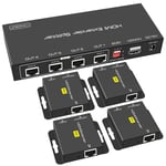 Hdmi Splitter Extender 1 Entrée 4 Sorties 50M(165Ft) Over Cat5E/6/7 Ethernet Hdmi Transmitter Receiver Presets Edid Presets 1080P Poc (Seulement Besoin D'Alimentation Tx Pour Le Travail)