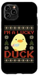 iPhone 11 Pro Funny Duck with Knife Meme - I'm a Lucky Duck Ugly Christmas Case