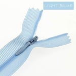 LIANLI 3 # 60 cm Fermetures éclair invisibles DIY Bobine en nylon Fermeture éclair pour coudre vêtements, coussin, oreiller, bleu clair, 60 cm