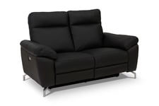 Reclinersoffa Ciela 2-sits Läder/PVC - Svart|Silver Skinnsoffa Svart,Silver,Krom Scandinavian Choice