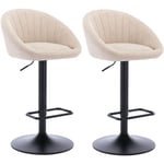 Chaise de bar Lot de 2 Tabouret de Bar en Tissu Chaise Haute Cuisine Réglable pour Bar, Beige