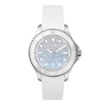 ICE-WATCH - Ice Steel Lo White Blue - Montre Argent pour Femme avec Bracelet en Silicone - 020370 (Small)