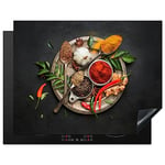 KitchenYeah© Protection Plaque Cuisson Deco Cuisine Cache Induction 77x59 cm Protège Pour Cuisiniere Protection Épices - Poivre - Cuillères - Légumes