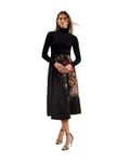 Ted Baker Womens WMD-asnes-Knit Bodice with Printed Wrap Skirt Business Casual Dress, Black, 16 UK