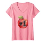 Womens #1 Number One Champion Special Best Apple Classic V-Neck T-Shirt