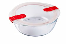 Pyrex Classic Round Glass Dish with Vented Lid 2.3L - Red