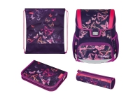 Herlitz Loop Plus Butterflies, Pencil pouch, Sport bag, Pennal, Skolesekk, Jente, Barneskole, Ryggsekk, 16 l, Forlomme, Sidelomme