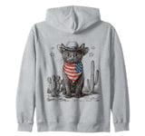 Black Cat in Cowboy Boots Zip Hoodie